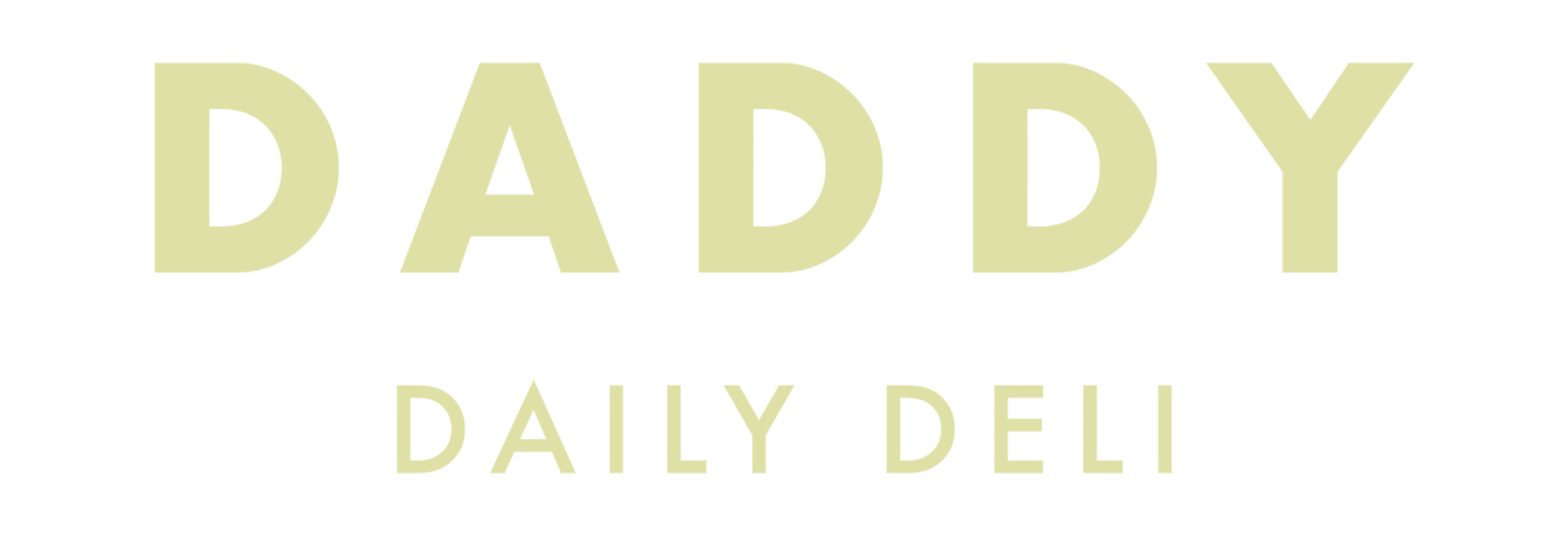 הלוגו הטקסטואלי כולל את המילה "DADDY" באותיות גדולות ואת המילה "DAILY DELI" באותיות קטנות יותר מתחתיה, שתיהן בצבע צהוב בהיר.